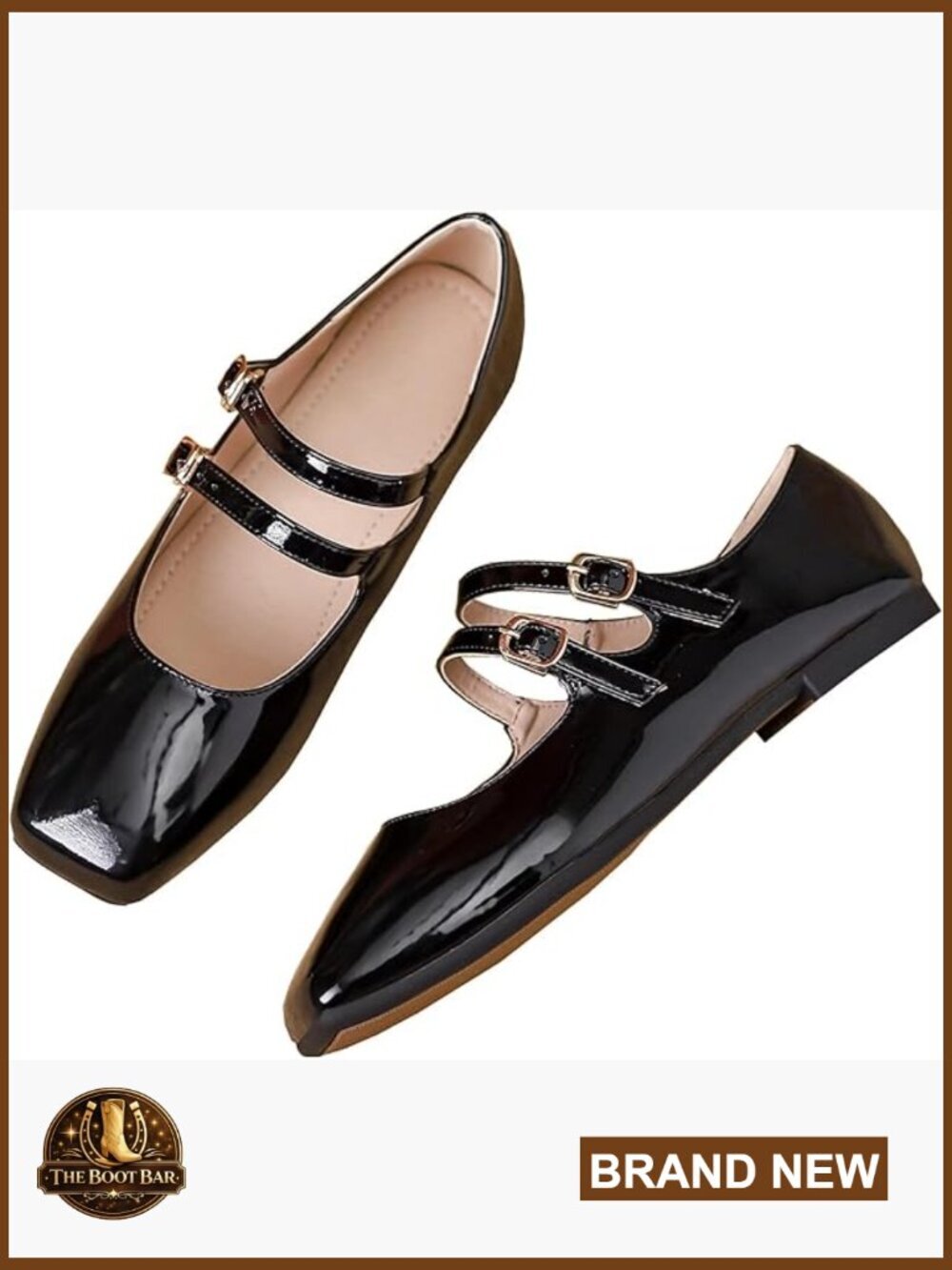 Retro Square Toe Mary Jane Flats Double Strap Ballet Shoes Wedding Dressy Flats